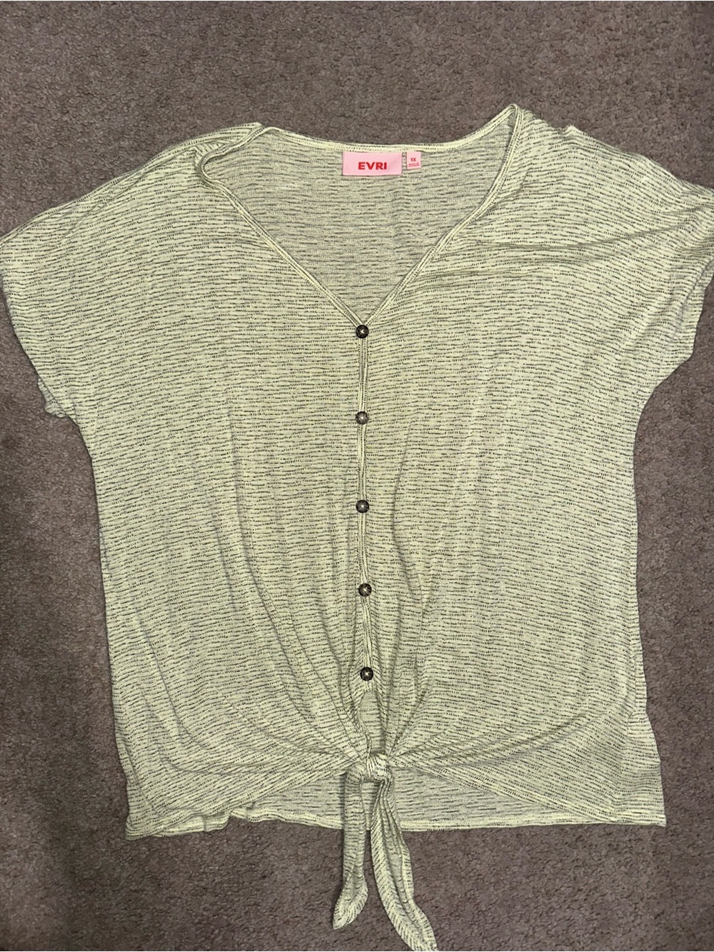 EVRI Light Yellow Faux Button-Front Tie Hem Top